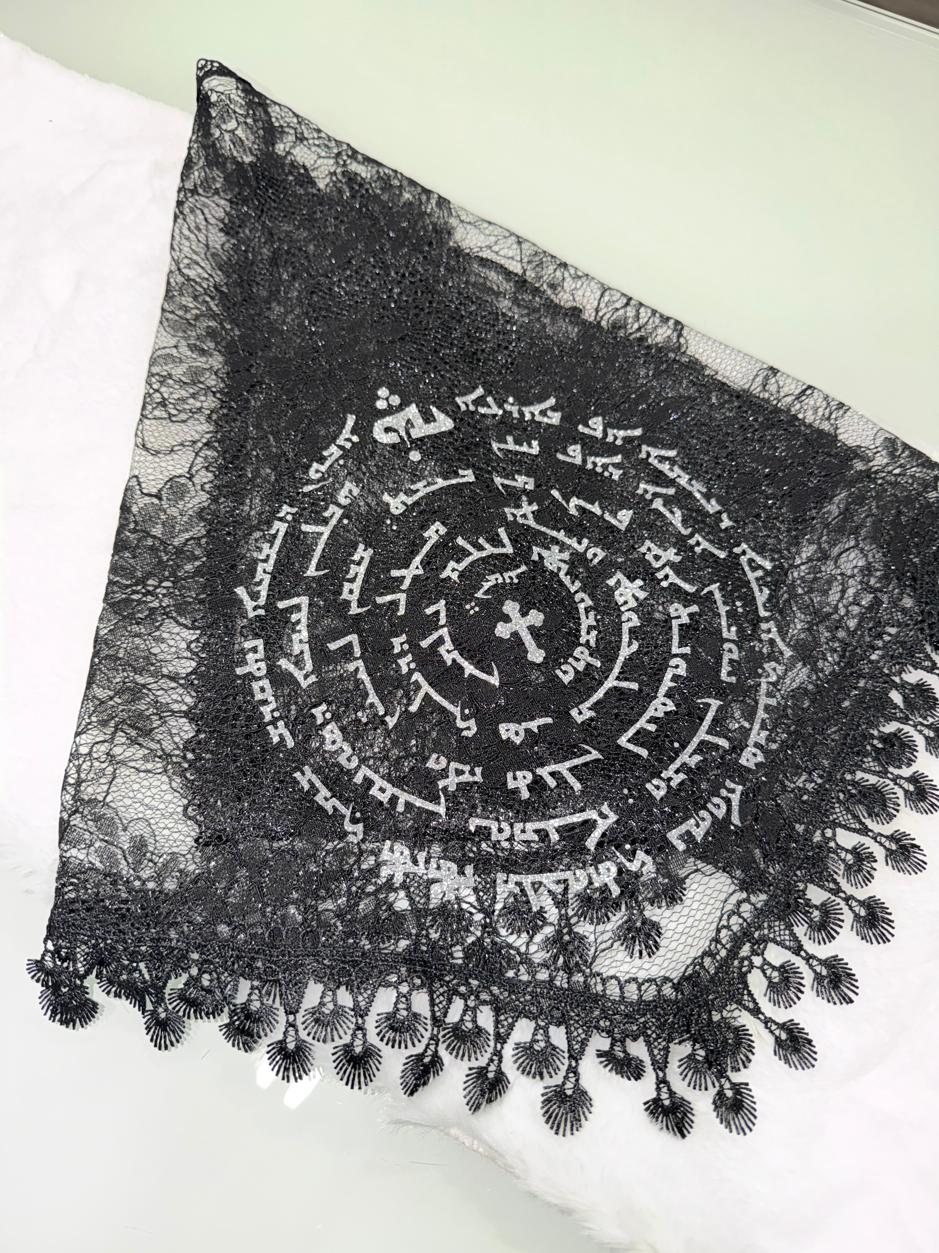 Women Lace church Veil with Lord’s Prayer in Aramic